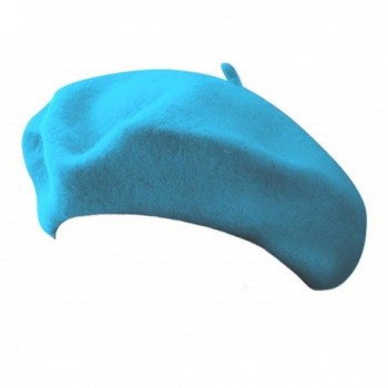 11" Aqua Turquoise Blue Wool Blend French Artist Beret Cap - CT11LZ49S5Z