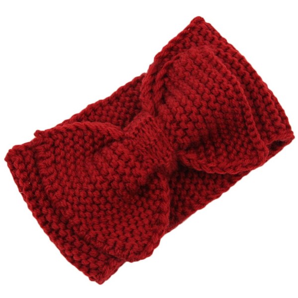 Baost Women Lady Crochet Bow Turban Knit Knitted Headband Headwrap Winter Hair Band - Red - C312NE34NSI