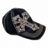 Olive & Pique Women's Rhinestone Cross Quilted Bling Baseball Cap - Black - CS17YC299Y7