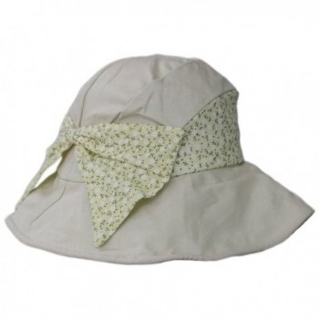 Women Summer Beach Floral Bowknot Sun UV Protect Wide Brim Folding Hat Visor Cap - Biege - CV12DIFDSIB