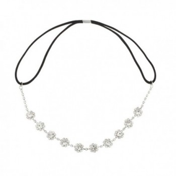 Lux Accessories Floral Crystal Pave Queen Bridal Bridesmaid Flower Girl Stretch Headband. - CX11PW8ROTH