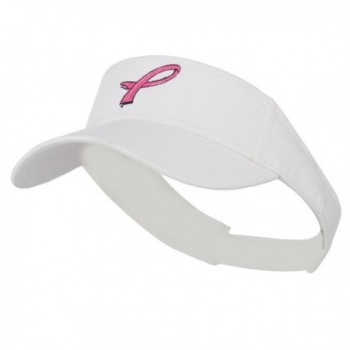 Hot Pink Ribbon Breast Cancer Logo Embroidered Visor - White - CC11M6L30N7
