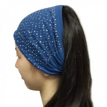 Wrapables Wide Fabric Headbands with Sparkling Rhinestones - Midnight Blue - C511TDGLDE1