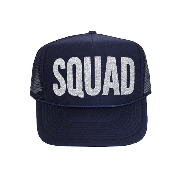 Classy Bride Squad Trucker Hat - Navy With Glitter Silver - CT18286UW2E