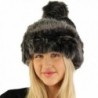 Faux Fur Thick Cable Knit Bucket Fleece Lined Pom Pom Chunky Beanie Hat - Black - CU12MXMBFBW