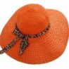 Lookatool Women's Hollow Brim Beach Sun Hat Straw Floppy Bohemia Cap - Tangerine - CM123NUCWH9