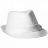 City Hunter Men's Cotton Trilby Fedora - 110 White - CI119O35Q2X