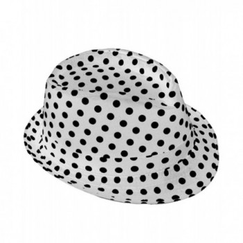 Peppy Polka Dot Pattern Fedora Hat - White/Black (Ht0382) - C3116ATZ7G3