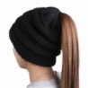 KARRESLY Beanie Tail Womens Knit Messy High Bun Ponytail Beanie Solid Ribbed Hat Cap - Black - C11885GLCHZ
