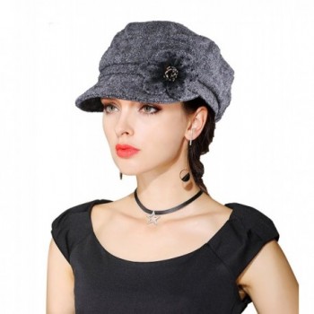 EINSKEY Womens Visor Beret newsboy Cap Wool Felt Cloche With Flower Cabbie Hat For Ladies Girls - Grey - CE12G9L83YZ