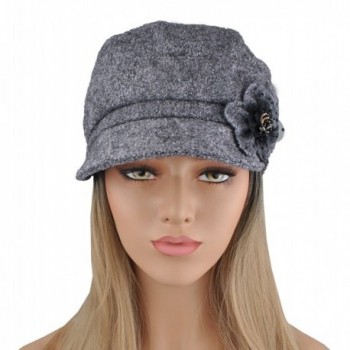 Womens Visor Beret newsboy Cap Wool Felt Cloche With Flower Cabbie Hat ...