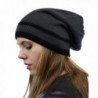 NYFASHION101 Trendy Baggy Slouchy & Comfort Knitted Daily Beanie Hat w/Stripe - Grey/Bk - CW12HPYE9LV