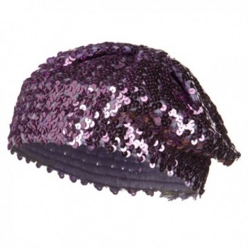 Sequin Knitted Beret Lilac OSFM in Women's Berets