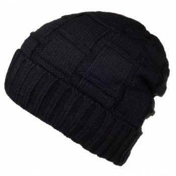 Spikerking Mens New Winter Hats Knitted Classic Twist Cap Thick Beanie Hat - Black A - CM187KD299H