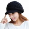 Women Fashion Winter Skull Beanies Knitted Hats Cap Snow Ski With Visor - Black - CP188N7YA89