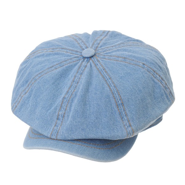 WITHMOONS Denim Cotton newsboy Hat Baker Boy Beret Flat Cap KR3613 - LightBlue - CE17Y0Y8RCZ