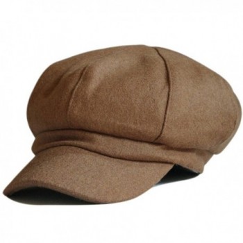 Women's Wool Fedora Newsboy Hat Winter Cloth Cap Outdoor Heat - Brown - C6120WBV11Z