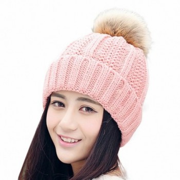 HUAMULAN Knitted Beanie Layered Pompoms