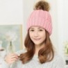 HUAMULAN Knitted Beanie Layered Pompoms in Women's Skullies & Beanies