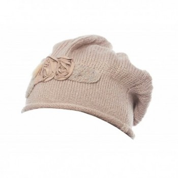 Lidiya Knit Winter Hat for Ladies - Beige Floral - C212LLYX791