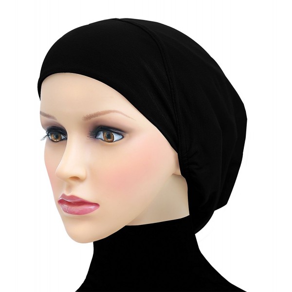 Middle Eastern Mall Cotton Beanie Snood Large Hijab Chemo Cap - Black - CS180Q793SN