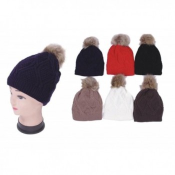 Womens Premium PomPom Knitted Slouchy in Women's Skullies & Beanies