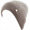 The Hat Depot Women's Rabbit Fur Cuff Knit Beanie Fleece lined Skully Winter Hat - Khaki - CS12N8XVXW6