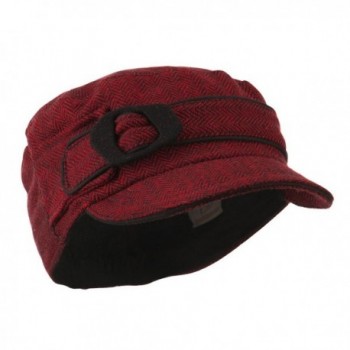 Fitted Herringbone Military Cap - Red - CT11GI7KVN7