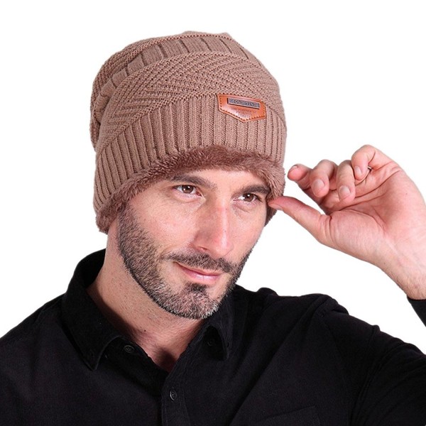 Men Soft Lined Thick Wool Knit Skull Cap Warm Winter Slouchy Beanies ...