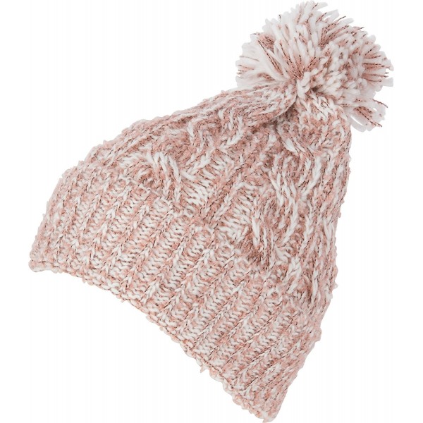 Sakkas Greer Unisex Heathered Textured Knit Pom Pom Beanie Hat - Blush - CF124LWZNMJ