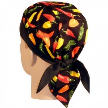 Skull Cap Biker Caps Headwraps - Mixed Chili Peppers on Black/Black Band - CS12ELHOYV5