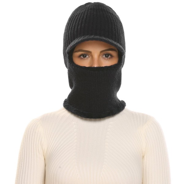 Zeagoo Unisex Neck Warmer Ski Face Mask Winter Hat Visor Balaclava Beanie - Black - C1186I0DKOQ