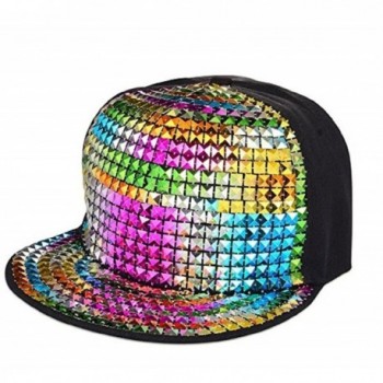 GreatJoy Adjustable Metallic Baseball Snapback Cap Hip-Hop Hats Funky Dance Club Costume - Rivet-chrom - CI1874NHGRS