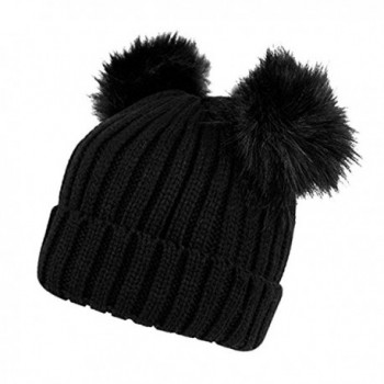 Opromo Womens Winter Chunky Ears Black in Women's Skullies & Beanies