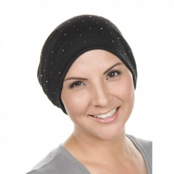 Warm Soft Knit Slouchy Cancer Beanie Cap Dual Layered All Over Rhinestone Chemo Winter Hat - 01- Black - C712MXJTSS3