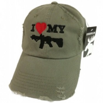 I Love My AR-15 pistol Hat / cap Olive Green ar15 Distressed - CU12BHKQV83