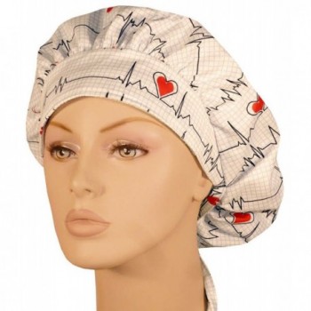 Designer Bouffant Medical Scrub Cap - Heartbeats On White - CG12ELBYJ07