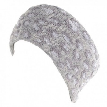 BYOS Winter Warm Leopard Print Fleece Lined Knit Headband Head Wrap Ear Warmer - Gray - CU12N6EMR4C