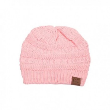 ScarvesMe C.C Trendy Warm Chunky Soft Stretch Cable Knit Beanie - Pale Pink - C012KV5FW9T