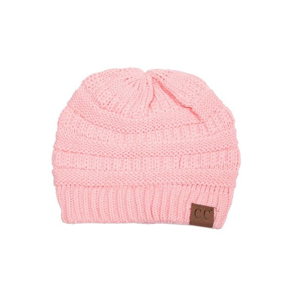 ScarvesMe C.C Trendy Warm Chunky Soft Stretch Cable Knit Beanie - Pale Pink - C012KV5FW9T