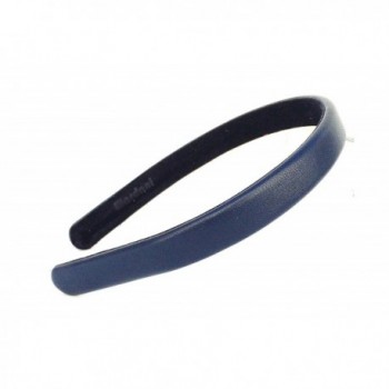 Wardani- 5/8"genuine italian Leather Lambskin Headband handmade in USA Basic (Navy-Blue) - Navy-Blue - CA12JDMAYVL