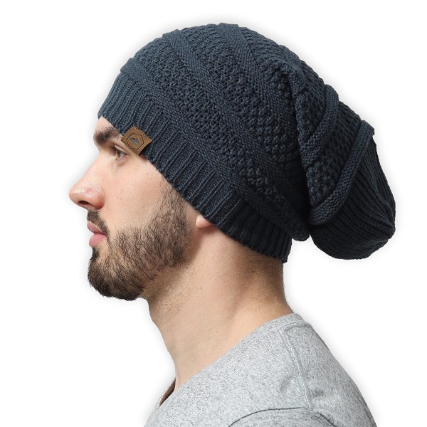 Slouchy Cable Beanie Tough Headwear - Dark Gray - CV12MJ4WF2H