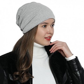 LAOWWO Winter Skull Cap Beanie Warm Knit Baggy Slouchy Hat For Men or Women - Light Gray - CP189ISD039