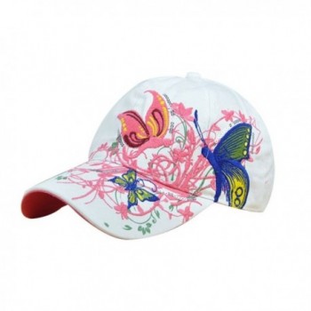 Etosell Flowers Butterfly Embroidered Golf Hat Adjustable Baseball Cap - White - C21241691BJ