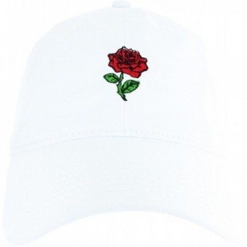 Rose Dad Hat Cap Rose Flower Hat Embroidered Adjustable Baseball Cap - White - CH12ICHKUBX