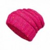 Lemef Confetti Soft Stretch Cable Knit Beanie Slouchy Skull Cap Chunky Warm Hat - Rose Red - CA1895AN337