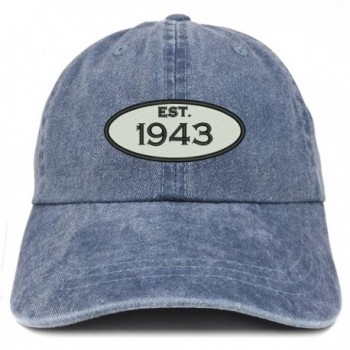 Trendy Apparel Shop Established 1943 Embroidered 75th Birthday Gift Pigment Dyed Washed Cotton Cap - Navy - C812NACIJYO