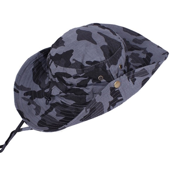 JFS Mens Camouflage Breathable Wide Brim Summer Outdoor Boonie Sun Hat - Gray - CO11X03DUDZ