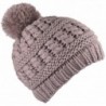YJDS Cable Knit Pom Pom Hat Winter Beanies Hats Stocking Cap For Women and Men - Brown - CI186DTIZL8