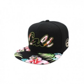 LAFSQ Embroidered Cali Snapback Floral Hawaiian Pattern Bill Cap - Black/Floral - CC17YRDOSW0